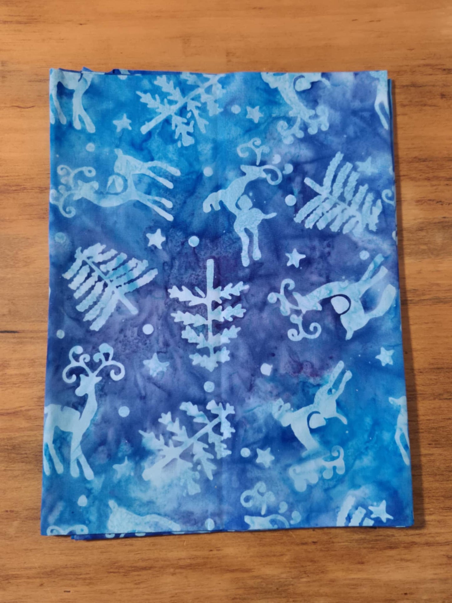 1m Christmas Batik - Blue Reindeer