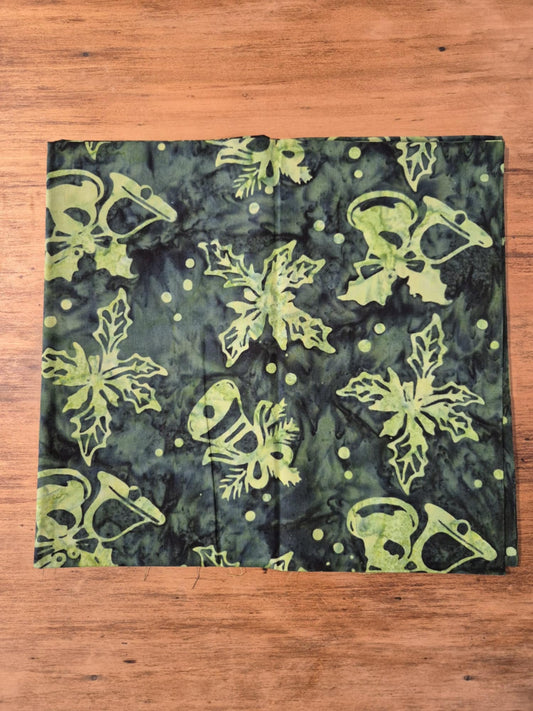 1m Christmas Batik - Green Bells