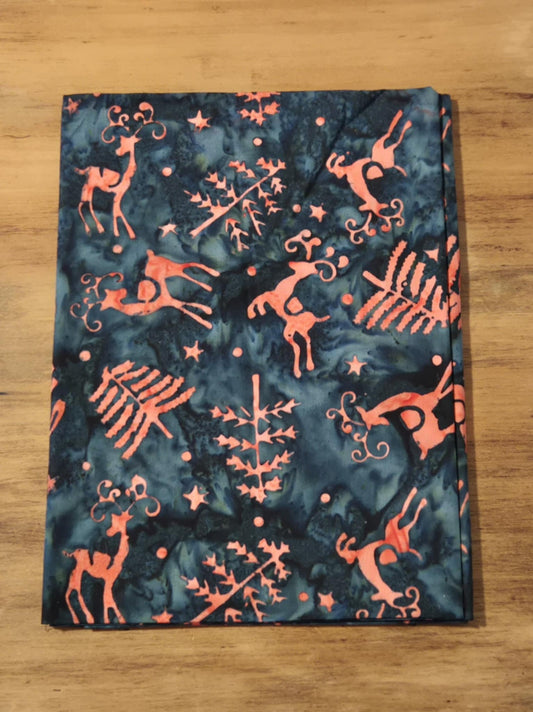 1m Christmas Batik - Dark Green Reindeer