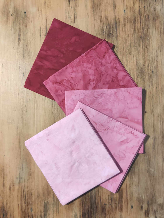 5 Pack Fat Quarters - Pink/Maroon