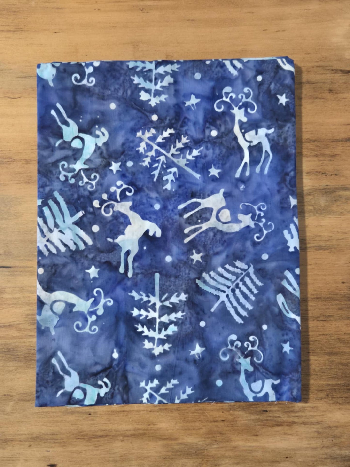 1m Christmas Batik - Blue Reindeer