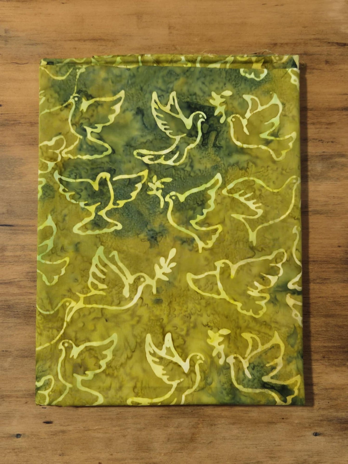 1m Christmas Batik - Olive/Green Doves